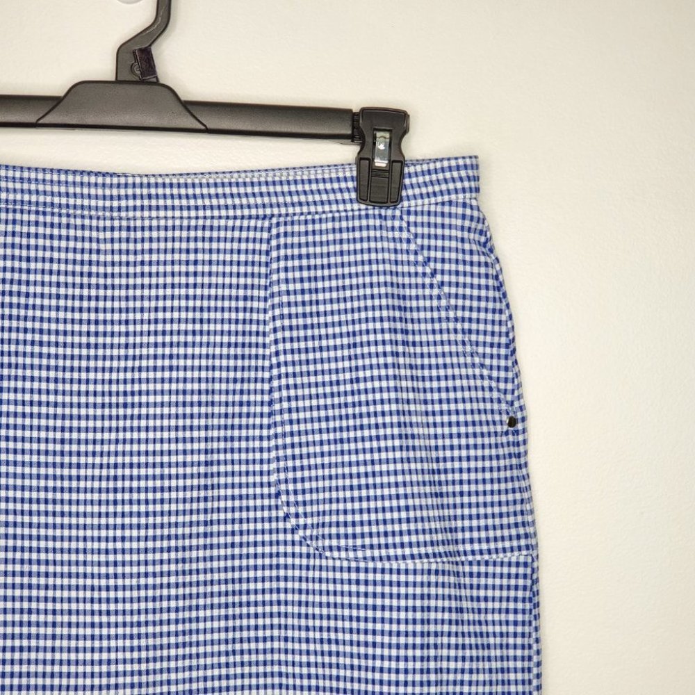 Cathy Daniels Gingham Seersucker Skort Blue White, L - Picture 2 of 8
